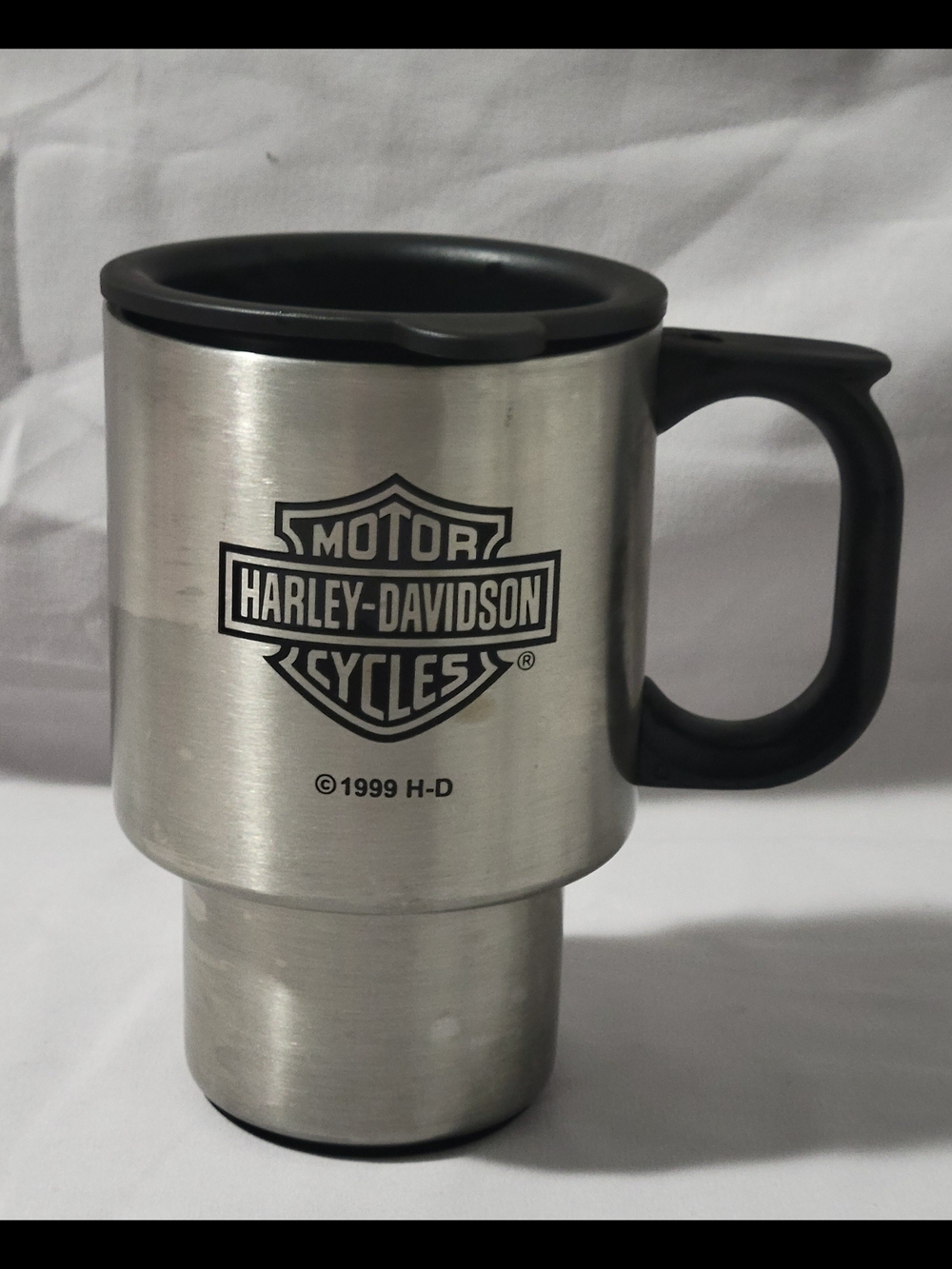 Harley-Davidson Silver Travel Mug with Black Handle